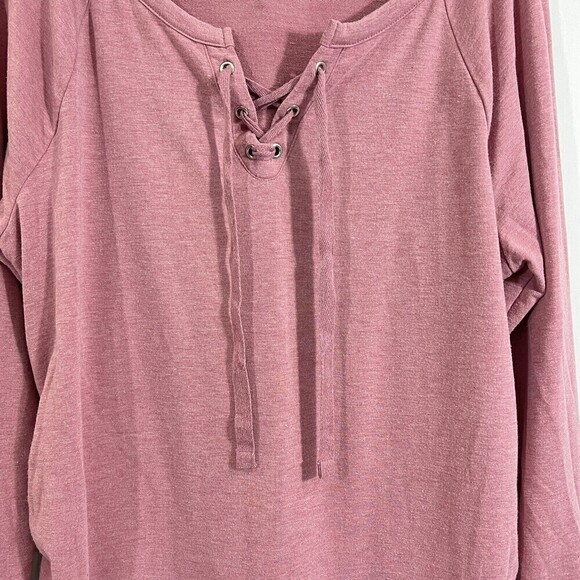 A:Glow Pink Lace-Up Long Sleeve Pullover Maternity Shirt Women's Size‎ XL - Picture 4 of 8